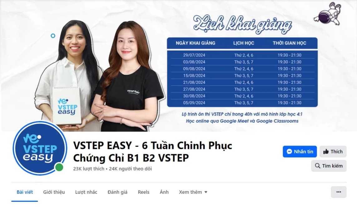 Fanpage VSTEP EASY - 6 Tuần Chinh Phục B1 B2 VSTEP preview